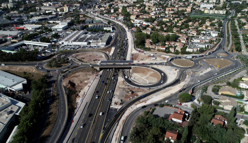 L'élargissement de l'A57 concerne un tronçon de 6.75 km qui traverse Toulon, La Valette-du-Var et La Garde. La sortie de La Bigue compte parmi les cinq échangeurs réaménagés.